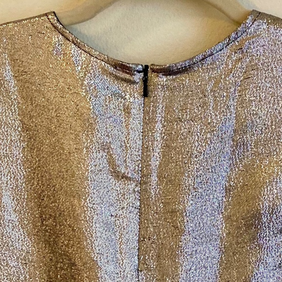 Topshop Metallic Silver Blouse, Corpcore, Sparkle & Shine, Fun, Size 4 - Picture 5 of 9